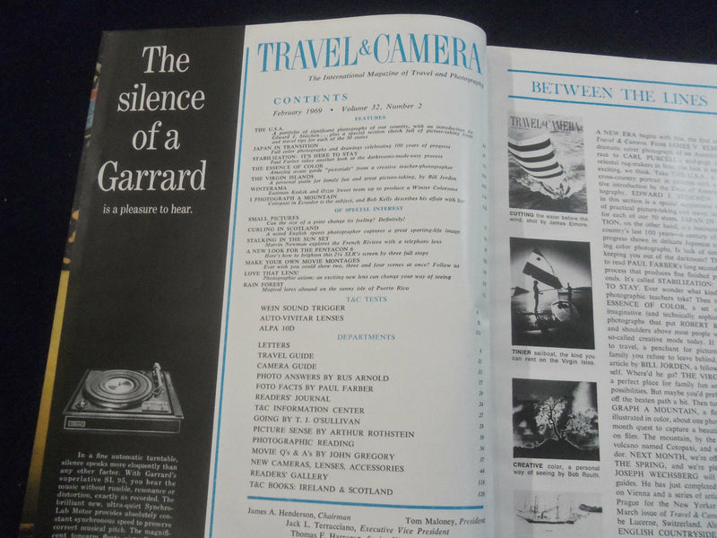 1969 FEBRUARY TRAVEL & CAMERA MAGAZINE - GREAT COVER, PHOTOS, ARTICLES- SP 4714O