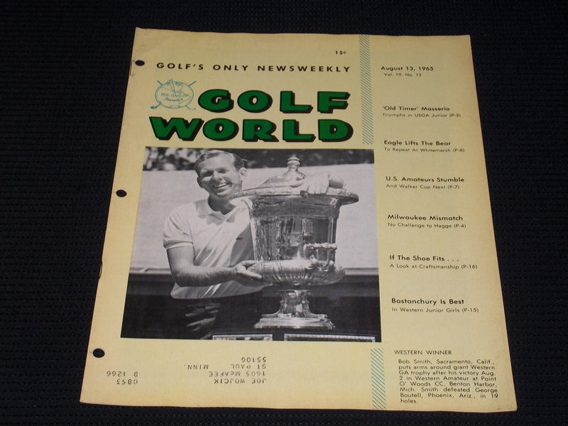 1965 AUGUST 13 GOLF WORLD MAGAZINE - BOB SMITH FRONT COVER - E 7342