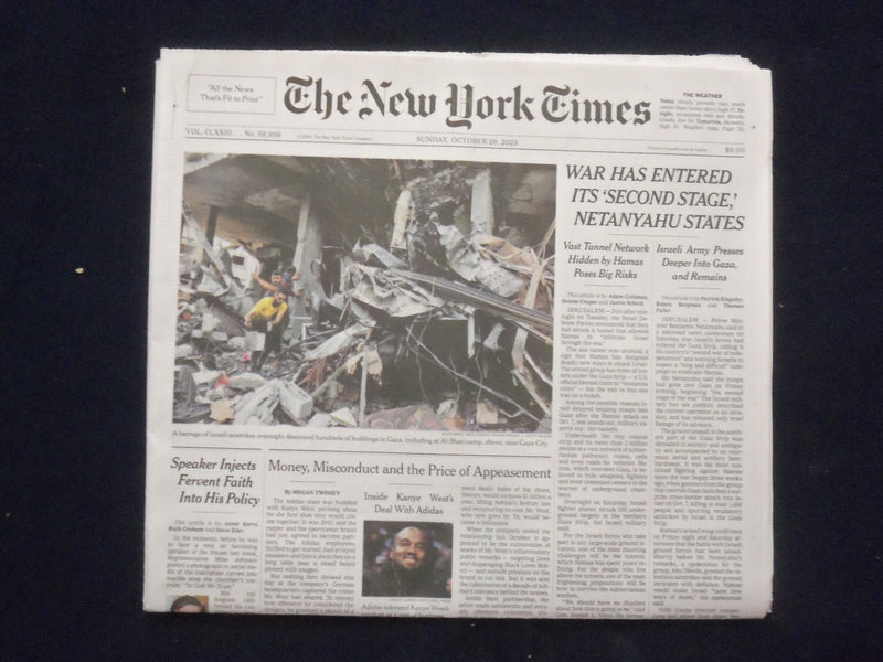2023 OCTOBER 29 NEW YORK TIMES - NETANYAHU: WAR HAS ENTERED ITS SECOND STAGE