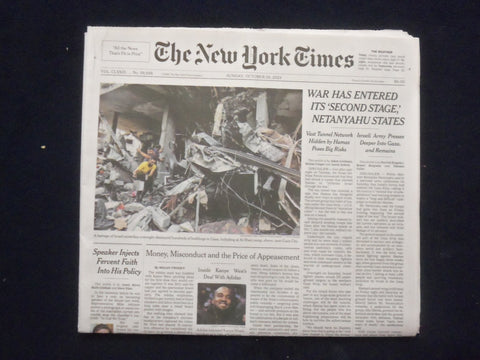 2023 OCTOBER 29 NEW YORK TIMES - NETANYAHU: WAR HAS ENTERED ITS SECOND STAGE