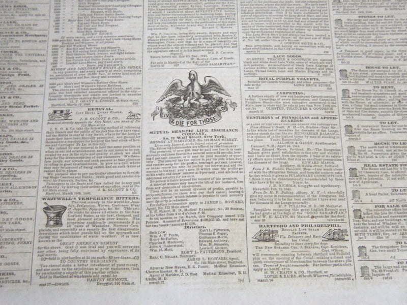 1846 THE DAILY TIMES HARTFORD CONNECTICUT NEWSPAPER LOT OF 2 - NP 2328