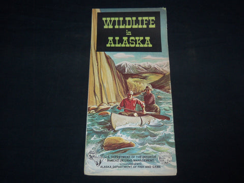 1967 WILDLIFE IN ALASKA FOLD-OUT MAP - U. S. DEPT OF INTERIOR - J 8724