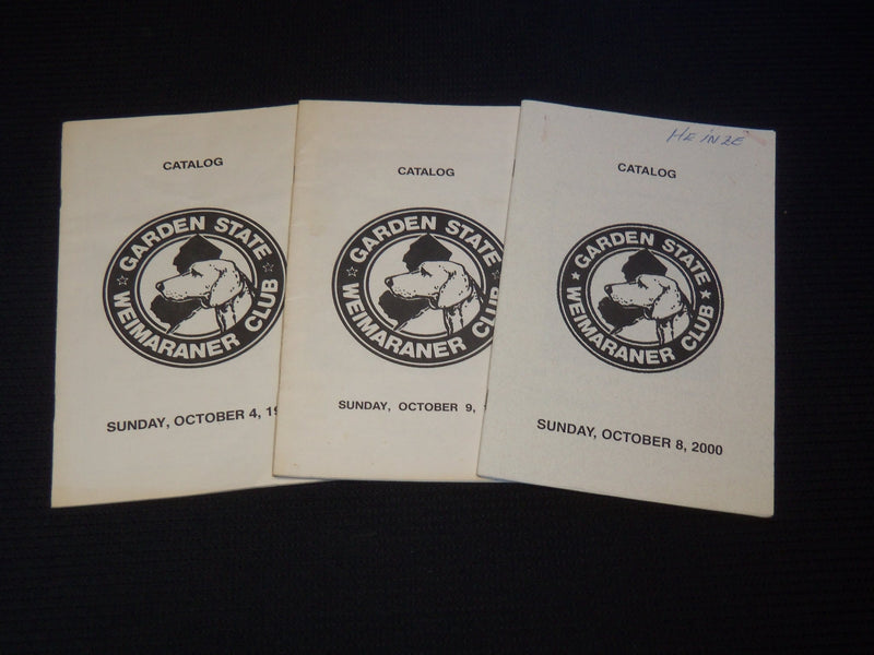 1987-2000 GARDEN STATE WEIMARANER CLUB CATALOGS LOT OF 3 ISSUES - J 9269