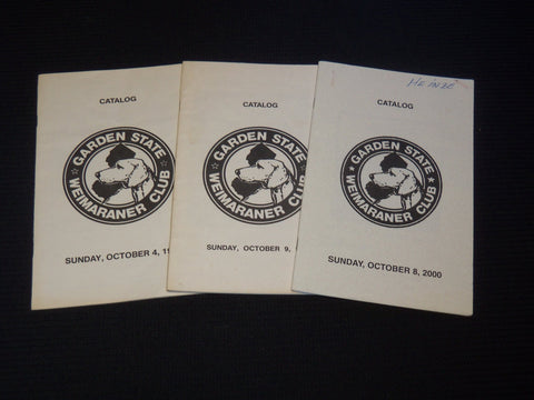 1987-2000 GARDEN STATE WEIMARANER CLUB CATALOGS LOT OF 3 ISSUES - J 9269