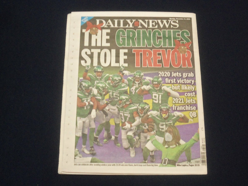 2020 DECEMBER 21 NEW YORK DAILY NEWS NEWSPAPER-N.Y. JETS GET FIRST WIN OF SEASON