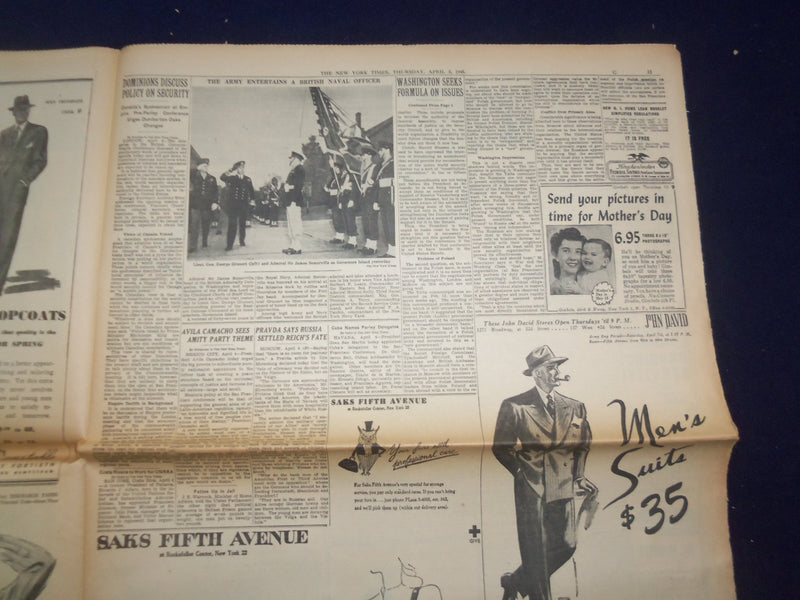 1945 APRIL 5 NEW YORK TIMES - U.S. 3DARMY DRIVES TO BISECT THE REICH - NP 6686