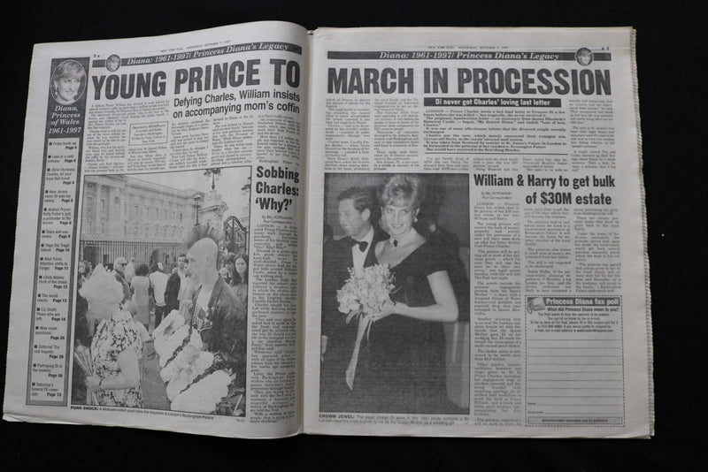 1997 SEPTEMBER 3 NEW YORK POST NEWSPAPER -PRINCESS DIANA'S DEFIANT SON - NP 8920