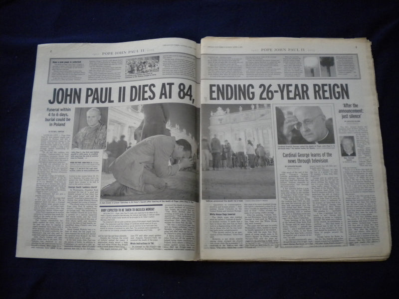 2005 APRIL 3 CHICAGO SUN-TIMES NEWSPAPER - POPE JOHN PAUL II DIED - NP 5948