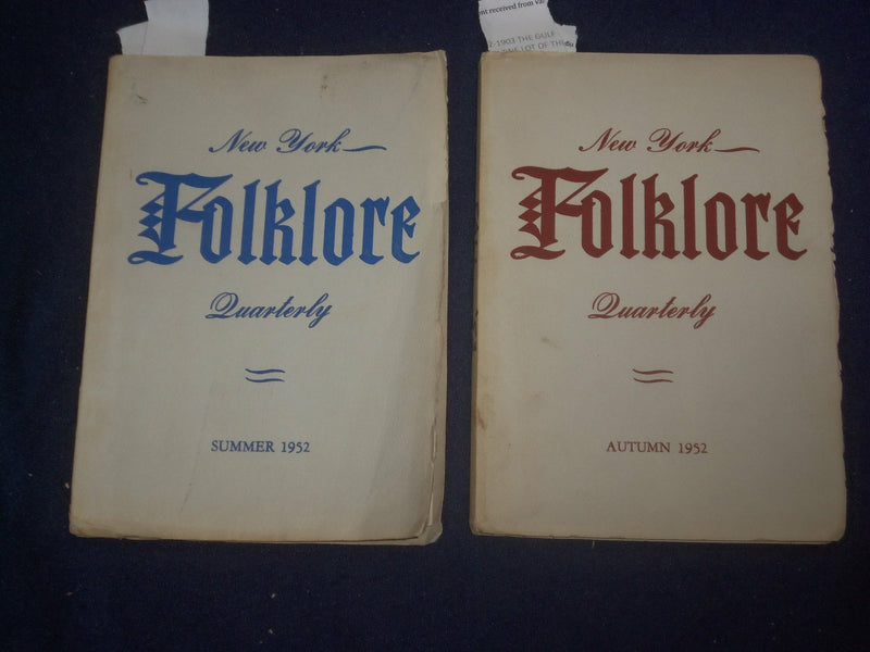 1952 NEW YORK FOLKLORE QUARTERLY - SUMMER & AUTUMN - J 6003