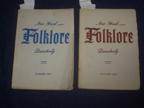 1952 NEW YORK FOLKLORE QUARTERLY - SUMMER & AUTUMN - J 6003