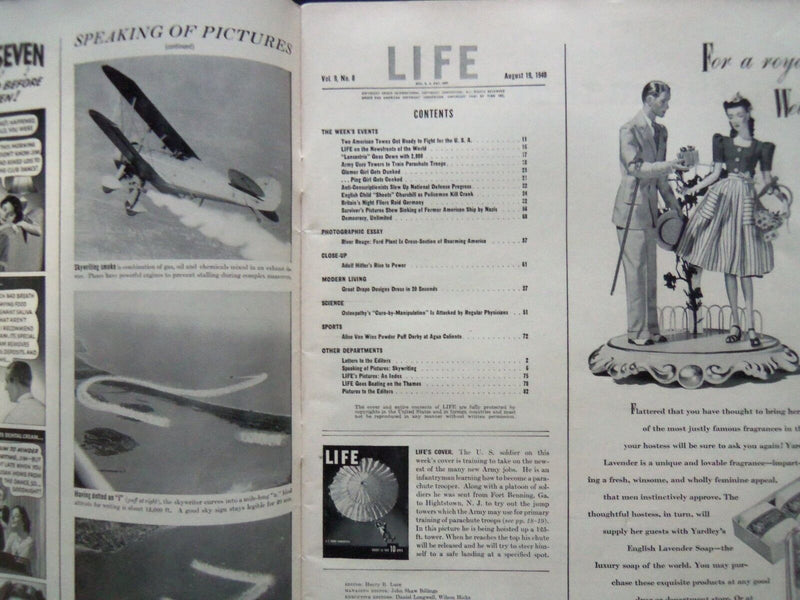 1940 AUGUST 19 LIFE MAGAZINE - PARACHUTE TRAINEE - L 196
