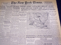 1944 FEBRUARY 14 NEW YORK TIMES - FIFTH ARMY ATTACKS BELOW ROME - NT 3732