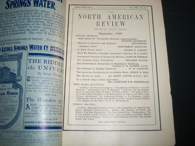 1909 NORTH AMERICAN REVIEW LOT OF 11 ISSUES - NICE STORIES/ARTICLES - WR 662