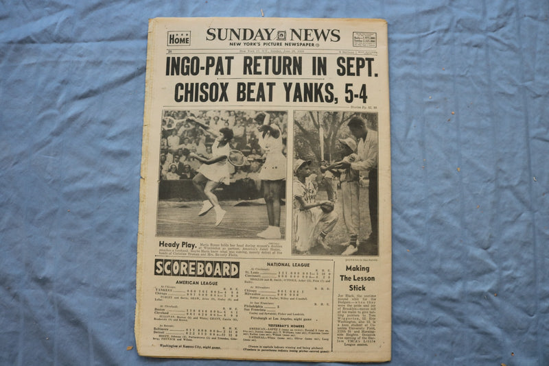 1959 JUNE 28 N.Y. SUNDAY NEWS NEWSPAPER - INGEMAR JOHANSSON CHAMP - NP 9226