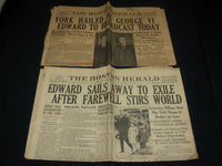 1936 DECEMBER 11-12 BOSTON HERALD NEWSPAPER LOT OF 2 - GEORGE VI - NP 4251M