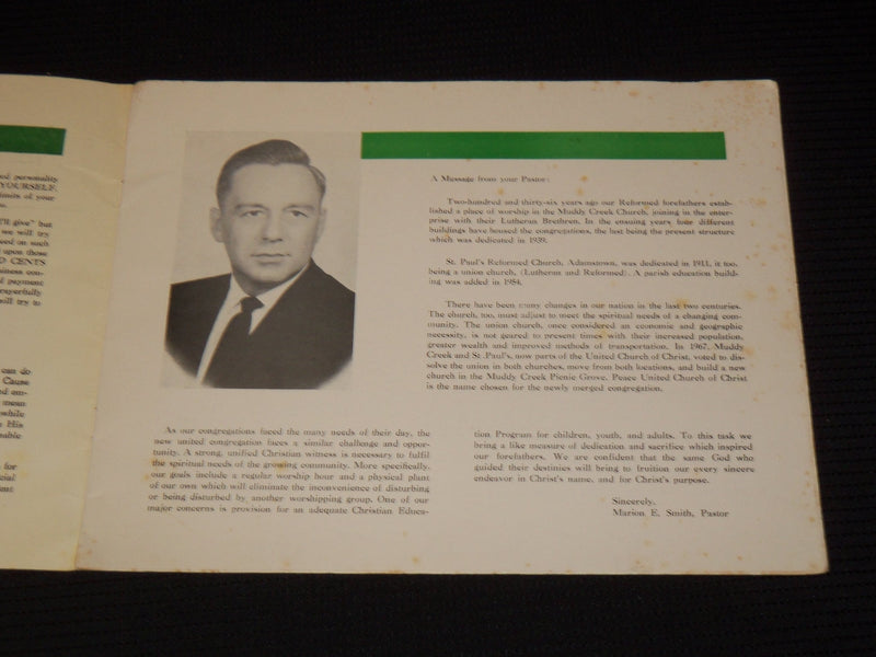 1960'S PEACE UNITED CHURCH OF CHRIST ADAMSTOWN BOOK - J 8092
