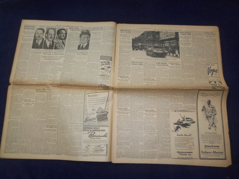 1940 MAY 24 NEW YORK TIMES -ALLIES PRESS DRIVE TO TRAP NAZIS IN SALIENT- NP 6496
