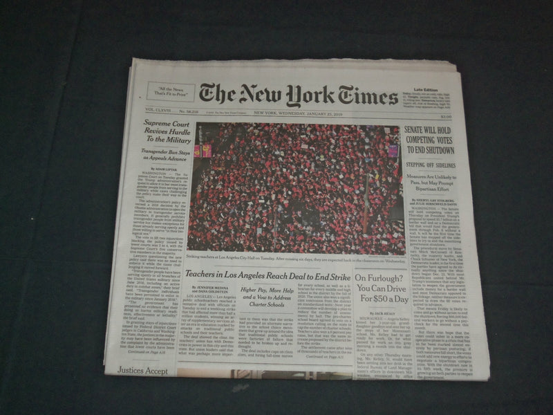 2019 JANUARY 23 NEW YORK TIMES- SENATE WILL HOLD COMPETING VOTES TO END SHUTDOWN