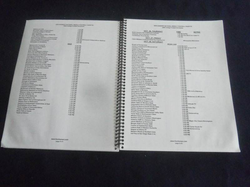 2006 DON HANSEN'S NATIONAL WEEKLY FOOTBALL GAZETTE & SCHEDULES - ST 659K