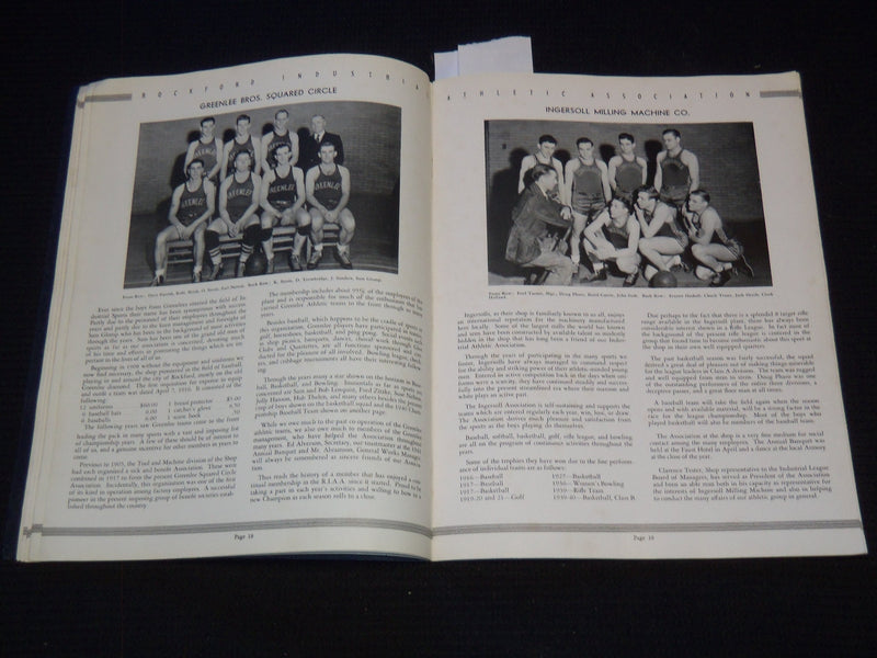 1941 ROCKFORD INDUSTRIAL ATHLETIC ASSOCIATION YEAR BOOK - J 7463