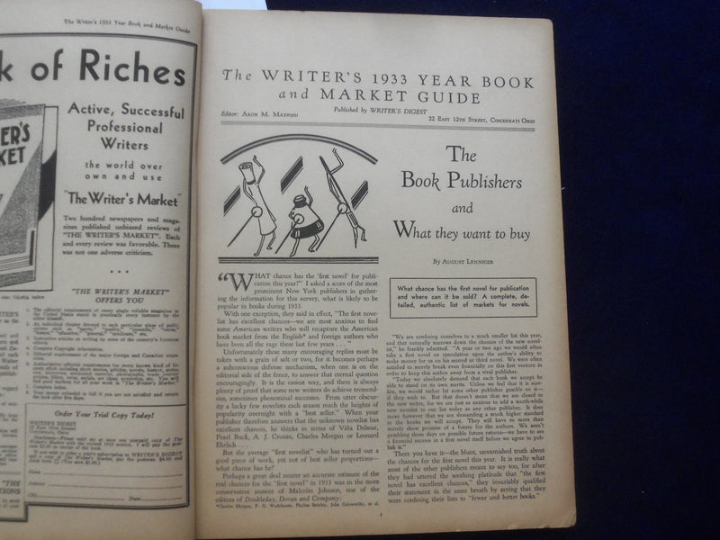 1933 THE WRITERS YEAR BOOK & MARKET GUIDE - ST 1952L