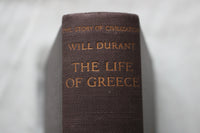 1939 THE LIFE OF GREECE HARDCOVER BOOK BY WILL DURANT - KD 9665