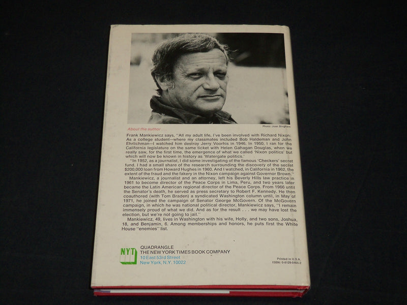 1973 PERFECTLY CLEAR HARDCOVER BOOK INSCRIBED BY FRANK MANKIEWICZ - D 442