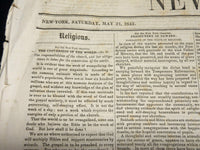 1842 MAY 21 NEW YORK OBSERVER NEWSPAPER - AMERICAN EDUCATION SOCIETY - NP 4845