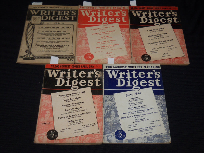 1938-1944 WRITER'S DIGEST MAGAZINE LOT OF 5 ISSUES - O 1134K