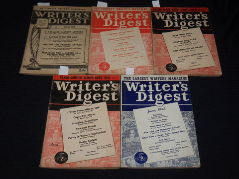 1938-1944 WRITER'S DIGEST MAGAZINE LOT OF 5 ISSUES - O 1134K