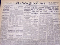 1940 NOV 17 NEW YORK TIMES NEWSPAPER - ITALIANS ABANDON KORITZA KEY BASE - NT 24