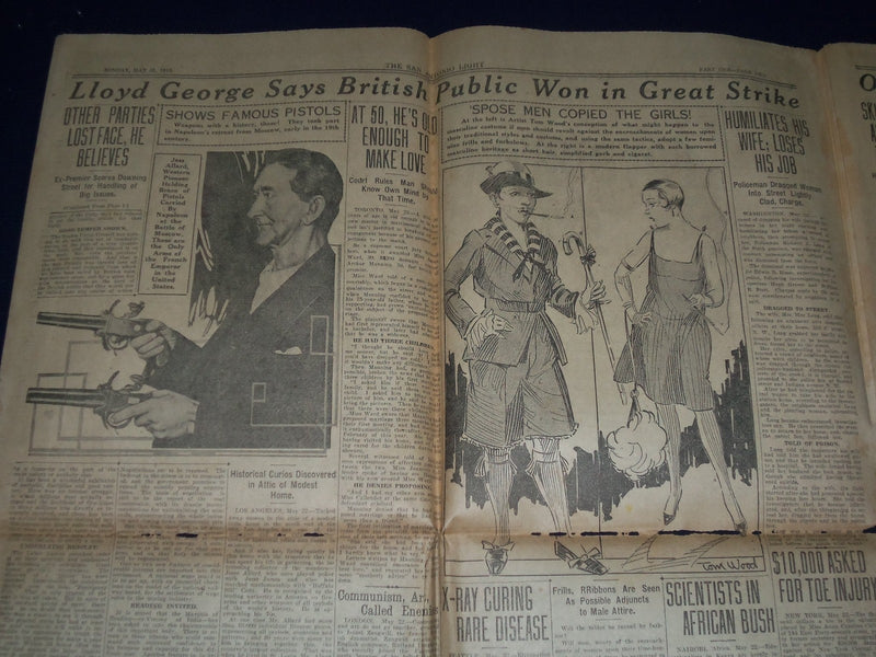 1926 MAY 23 SAN ANTONIO SUNDAY LIGHT SPORT SECTION LLOYD GEORGE STRIKE - NP 972N