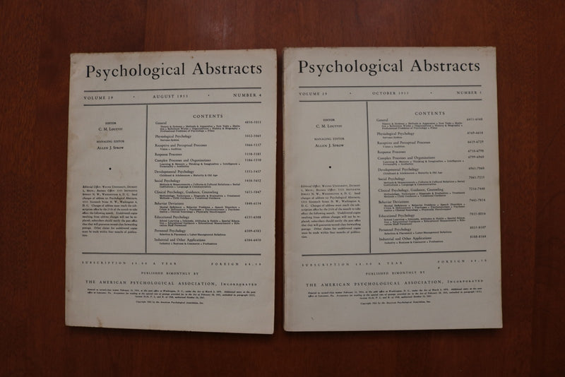 1945-1955 PSYCHOLOGICAL ABSTRACTS MAGAZINE - LOT OF 6 - O 3920