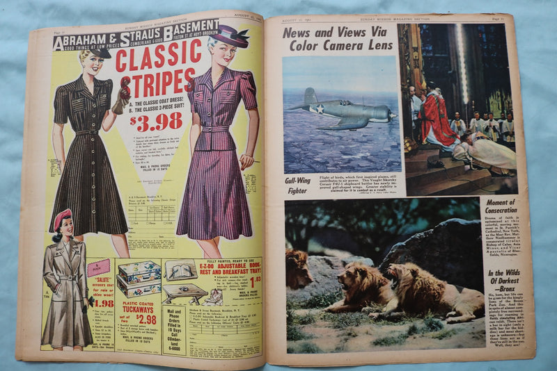 1943 AUG 22 SUNDAY MIRROR NEWSPAPER MAGAZINE SECTION-FLAME FOR FASCISTS -NP 9079
