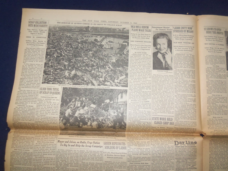 1942 OCT 3 NEW YORK TIMES - PRESIDENT SET TO FIX WAGES AND FARM PRICES - NP 6507