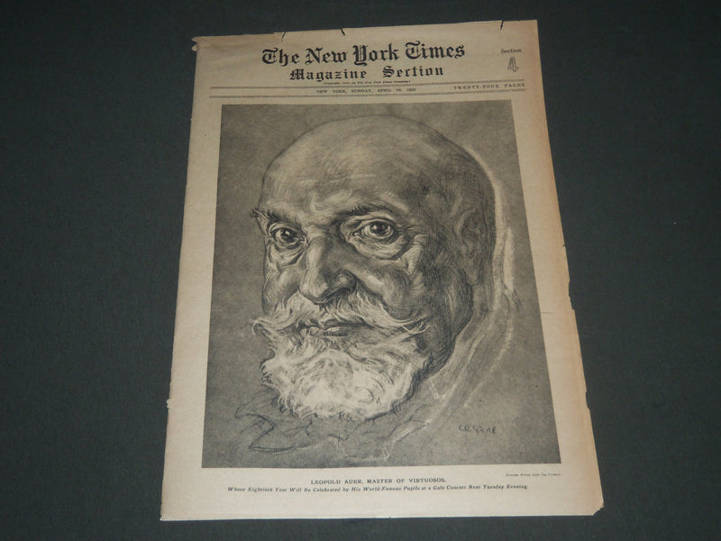1925 APRIL 26 NEW YORK TIMES MAGAZINE SECTION - LEOPOLD AUER - NP 2711