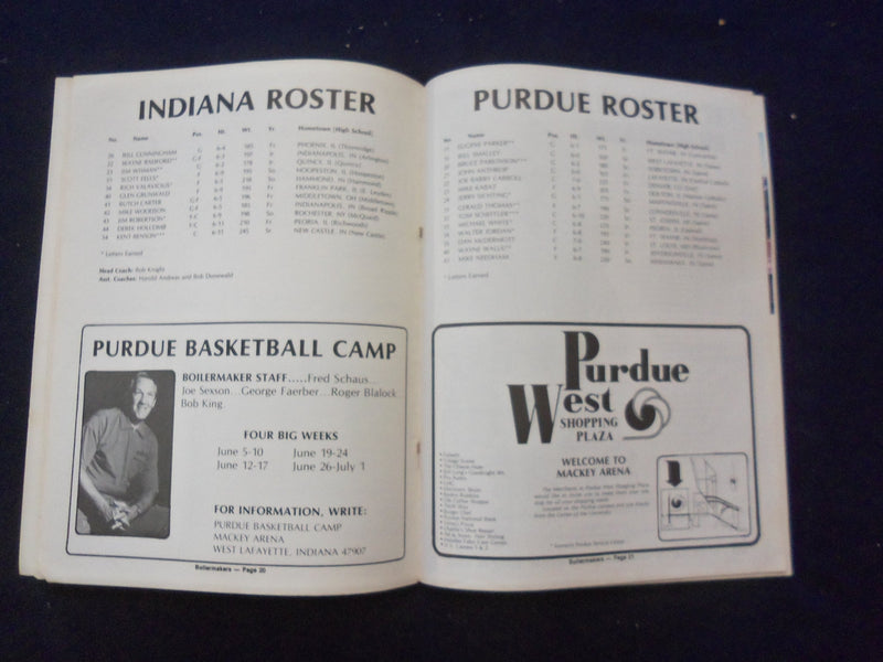 1977 FEB 20 COLLEGE BASKETBALL PROGRAM - PURDUE UNIV VS. INDIANA UNIV- SP 1533T