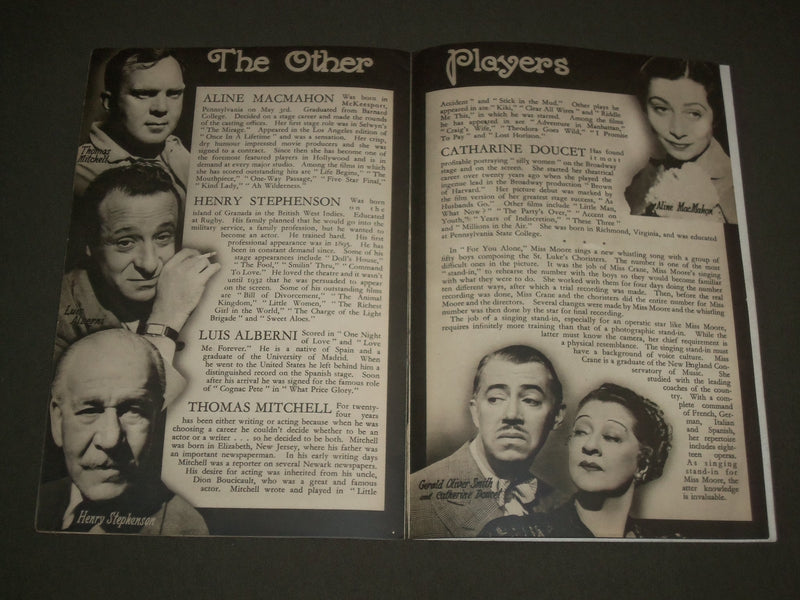 1937 FAN FARE SOUVENIR PROGRAMME - FOR YOU ALONE - GRACE MOORE - GRANT - J 2639