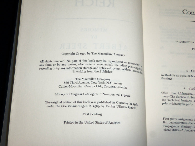 1970 INSIDE THE THIRD REICH HARDCOVER BOOK - MEMOIRS BY ALBERT SPEER - KD 7312