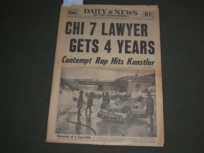 1970 FEBRUARY 16 NEW YORK DAILY NEWS - CHICAGO 7 LAWYER GETS 4 YEARS - NP 3041