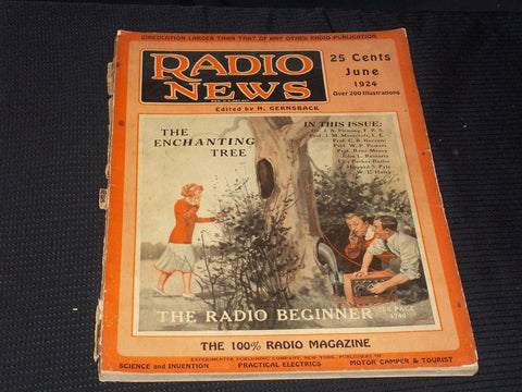 1924 JUNE RADIO NEWS MAGAZINE - RADIO BEGINNER FRONT COVER - E 5193