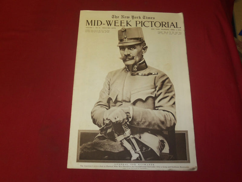 1915 APRIL 1 NY TIMES PICTORIAL SECTION - GENERAL VON KUSMANEK - NP 3951