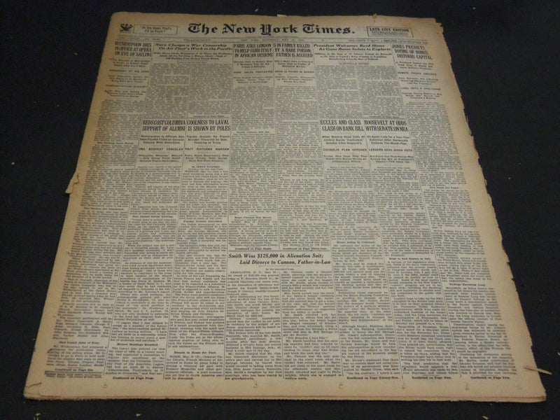 1935 MAY 11 NEW YORK TIMES - WITHERSPOON DIES IN OFFICE AT OPERA - NT 4844