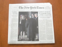 2020 OCTOBER 27 NEW YORK TIMES - BARRETT SWORN IN TO SUPREME COURT BY 52-48 VOTE