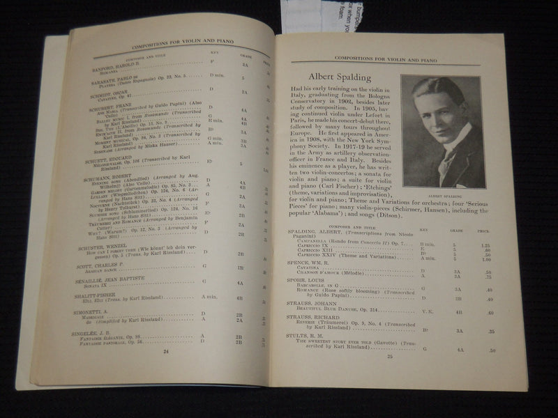1930'S A CATALOG OF MUSIC FOR THE VIOLIN - VIOLONCELLO - ENSEMBLE MUSIC - K 585
