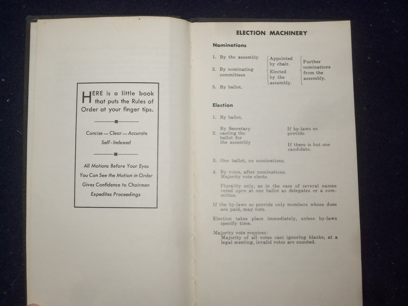 1949 PARLIAMENTARY LAW AT A GLANCE HARDCOVER BOOK BY E. C. UTTTER - KD 8802