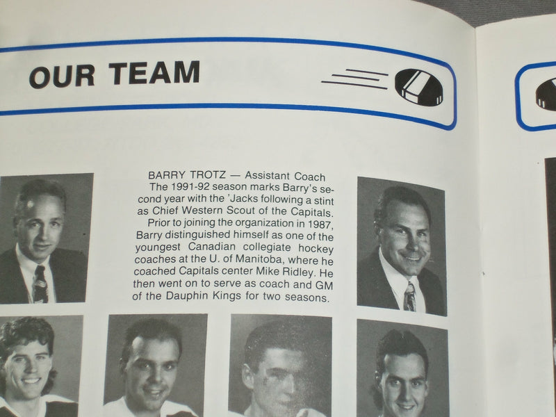 1991-92 BALTIMORE SKIPJACKS HOCKEY PROGRAM & POSTER-1/19/92-BARRY TROTZ - J 4101