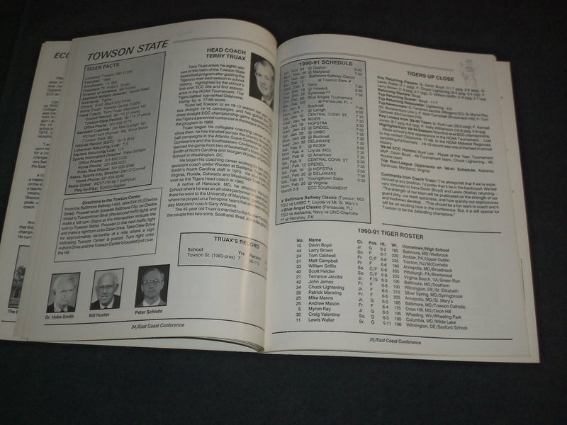 1990-1991 EAST COAST CONFERENCE BASKETBALL MEDIA GUIDE - J 3868