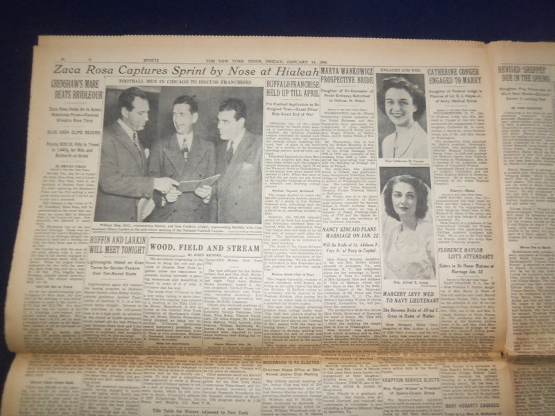 1944 JAN 14 NEW YORK TIMES-ROOSEVELT PRESENTS $99,769,000,000 WAR BUDGET-NP 6554