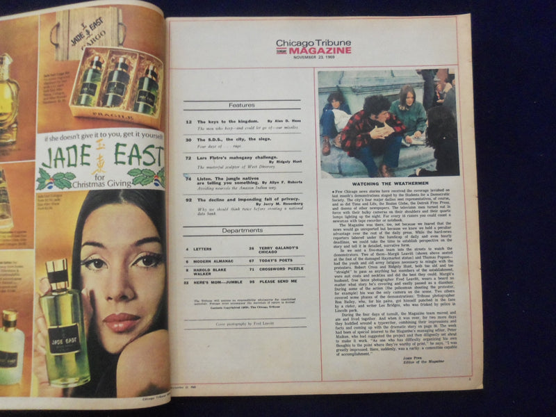 1969 NOVEMBER 23 CHICAGO TRIBUNE MAGAZINE SECTION -WEATHERMAN MILITANTS- NP 6375